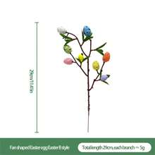 Palillos de flores artificiales de Pascua, palitos de huevos de Pascua en tonos pastel, ramas con hojas verdes para el hogar. - Multicolor - Ver 2