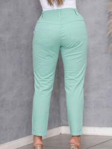 Women's Jeans With Elastic Waist And Pocket - 綠色 - 查看 2