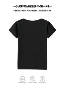 Customize Text And Photos For Men Tops T Shirts, Add Your Own Text And Pictures (LOGO/Family Photo/Selfie/Set Photo/Friend/Birthday Photo) To Design Your Personalized Printed Tee, Boy Top, Custom Top, Personalized Tee, Summer Clothing) - Black - View 3