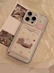 1 件 GUCADI 可爱卡通动物图案粉色卡夹软 TPU 手机壳适用于 16/15/14/13/12/11 系列防水防震防摔防刮 - 無色 - 查看 7