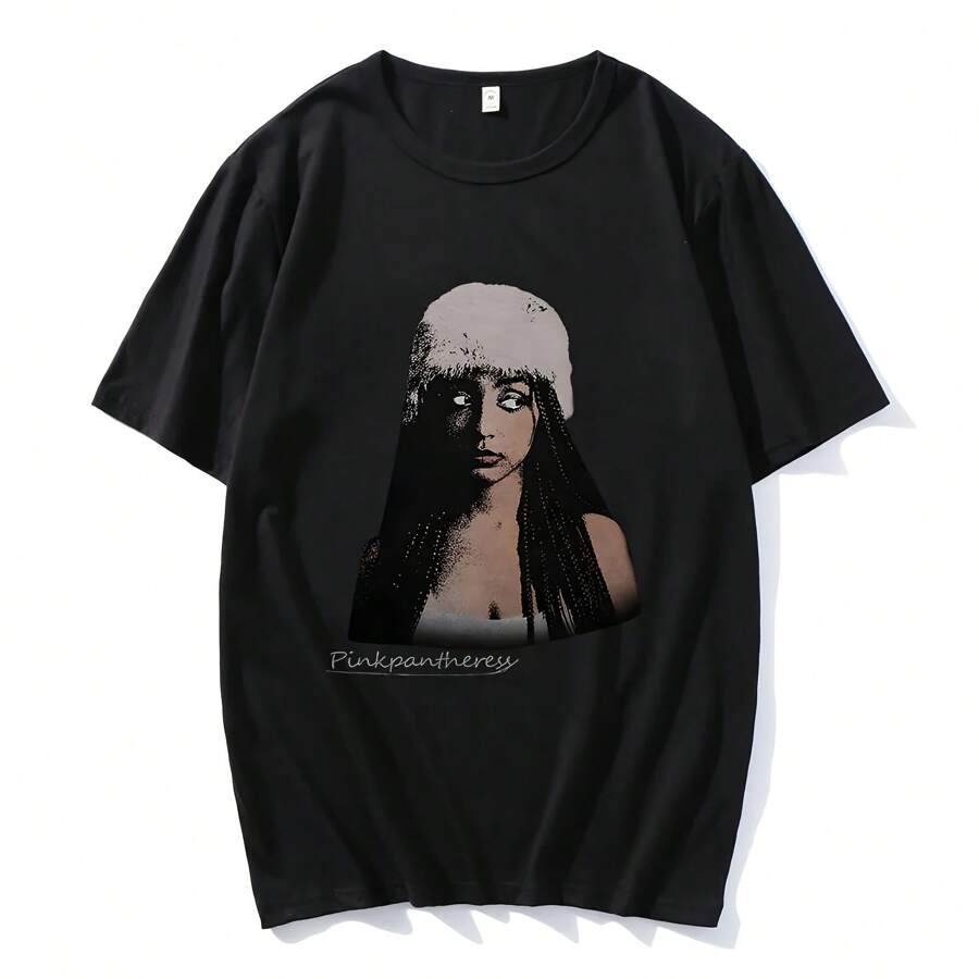 Singer PinkPantheress T-Shirt Camisas De Hombre Hip Hop Cotton Comfortable Tee-Shirt Short Sve Summer Women Tshirts Haruku - 黑色 - 查看 1