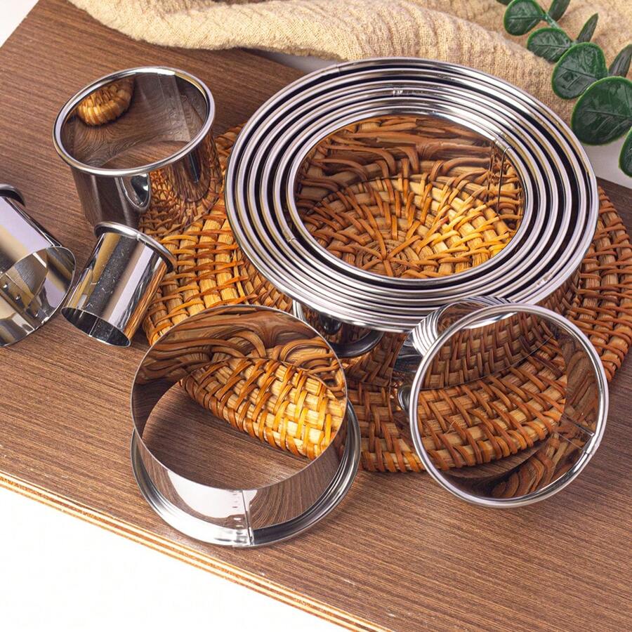 11pcs/Set Stainless Steel Cookie Cutter Set - Multifunctional Molds For Baking Dumplings, Pastries, And Pies - Silver - View 1