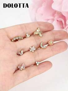DOLOTTA 1PC 20G Brincos de cartilagem Stud para mulheres Brincos de aço cirúrgico com parte traseira plana Opala Borboleta Flor CZ Brincos de cartilagem Tragus Helix Piercing Jóias