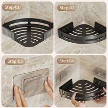 1/2/3pcs No-Drill Kitchen Corner Rack Organizer, Plastic Multi-Function Spice Shelf Wall Mount Bathroom Storage Rack Home Bathroom Decor Bathroom Organizer Summer Back To School - Multicolor - View 9