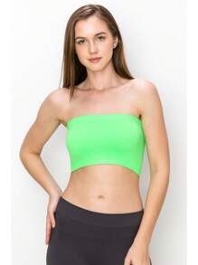 KURVE SEAMLESS MINI BANDEAU TUBE TOP - Neon Green - View 3