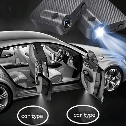 Easypie Selection 2 luzes de boas-vindas de porta LED, luzes de cortesia de pedal interno de indução automática, design de fibra de carbono, adequado para a maioria dos veículos
