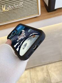 1个时尚宇航员图案加厚防震镜头保护手机壳，兼容苹果/Infinix/vivo/OPPO，时尚达人的理想之选，简约时尚。 - 黑色 - 查看 5