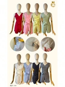 Shorts And Wrap Blouse Set - 綠色 - 查看 2