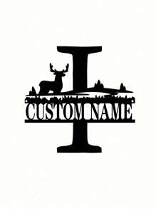 An Iron Wrought Custom Flower Last Name Logo Last Name Logo Personalized Metal Outdoor Men's Split Monogram Split Logo Family Valentine's Day Gift Housewarming Gift Father's Day Independence Day Party Summer Graduation School Season Decorations Gifts Birthday