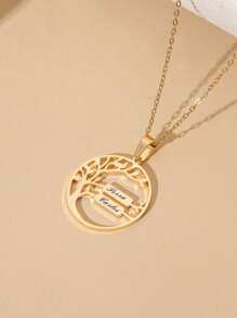 1 pieza Colgante de collar de árbol de la vida personalizado de acero inoxidable, diseño minimalista, adecuado para citas, días festivos y uso diario de niña