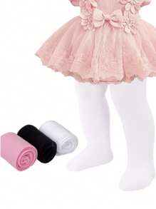 3pcs Baby Girls And Children's Tights, Microfiber Tights For All Season,Outdoor Activity Or Wear To School, Wearable For Performances Kids Tight,Multiple Colors