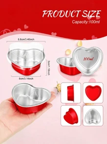 20个心形铝箔布丁杯，锡箔防皱杯，彩色耐高温慕斯杯，带盖烘焙蛋糕模具，心形蛋糕盘，铝箔碗，布丁杯，家用烘焙蛋糕模具，慕斯情人节心形蛋糕盘，蛋糕纸杯 - 彩色 - 查看 4