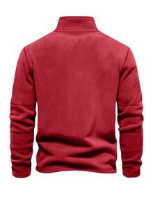 Men's Simple Casual Stand Collar Half-Zip Sweatshirt - Rusty Rose - View 3