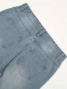 Pantalones vaqueros rectos de algodón denim con bolsillos sesgados, pantalones vaqueros sueltos y lavados que combinan con todo, pareja con pierna recta relajada
