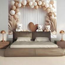 1 tấm Banner Polyester hình gấu bóng bay, nhiều kích cỡ, tiệc ngày lễ, phông nền chụp ảnh sinh nhật, trang trí tường sân vườn & sân trong, trang trí nhà trong nhà & ngoài trời - Nhiều màu - Xem 4