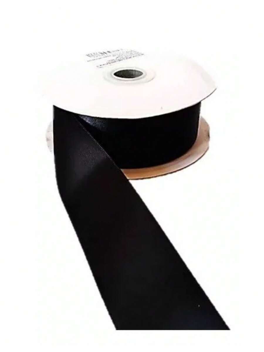1pc 3.8cm*45m Satin Ribbon Craft Flower Ribbon Colors To Choose Ribbon For Eternal Flower Decoration Arrangement Craft - Black - View 1