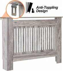 Radiator Cover Heater Cover Cabinet Radiator Shelf MDF Wood Vertical Slat White Grey Radiator Covers Living Room Furniture - 灰色 - 查看 4