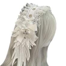 天使之翼洛丽塔头带可调节哥特式头饰朋克摇滚发带配件适用于角色扮演和主题派对