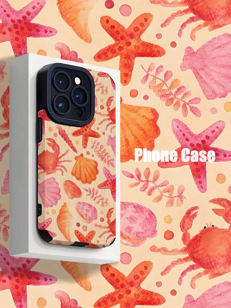 1pc New Crab & Shell Pattern Classic Anti-Drop Soft TPU Phone Case Suitable For IPhone And S17/S17 Air/S17 PRO/S17 PRO MAX
