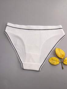 3pcs Bow Front Contrast Binding Brief - White - View 6