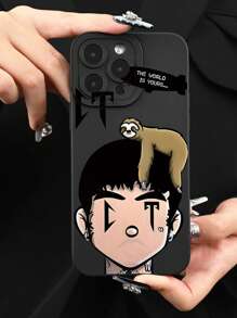 1pc Cartoon Letter Print Phone Case, Compatible With IPhone Compatible With IPhone Models, Best Gift For Friends, Family And Besties Waterproof Shockproof Anti-Fall Scratch Resistant - Multicolor - View 2