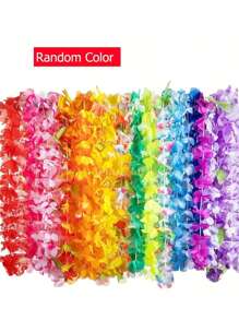 1-30pcs Hawaii Garland Necklace Tropical Hawaii Flower Theme Party Favors Headbands Holiday Wedding Beach Birthday Decorations Party Supplies Wreaths Headbands Holiday Wedding Beach Birthday Decorations(Random Color) - Multicolor - View 7