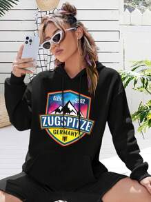 Zugspitze Germany Women's Ski Jacket Big Size Women Hoodie Winter Sports In Germany - Black - View 1