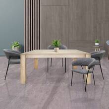 MUNDO IN MUEBLES Mesa de Comedor Minori 160x90 cm, Mesa Comedor Minimalista Cocina Pequeña, Mesa para Desayunador, Comedor, Antecomedor, Oficina, Melamina y Metal, Decoracion Interior Exterior Moderna - Encino - Ver 2