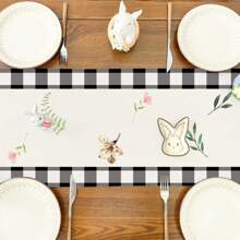 Set Of 5 Easter Table Decorations, 1Pc Table Runner And 4Pcs Placemats Set, Spring Bunny Rabbit Decor, Linen Spring Easter Decorations For Kitchen Dining Indoor Outdoor Home Party Table Decor