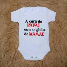 Baby Bodysuit Phrase Daddy's Face With Mommy's Genius - White - View 2
