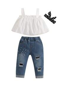 Tween Girls Tank Top Co-Ords - 白色 - 查看 9