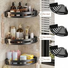1/2/3pcs No-Drill Kitchen Corner Rack Organizer, Plastic Multi-Function Spice Shelf Wall Mount Bathroom Storage Rack Home Bathroom Decor Bathroom Organizer Summer Back To School - Multicolor - View 7