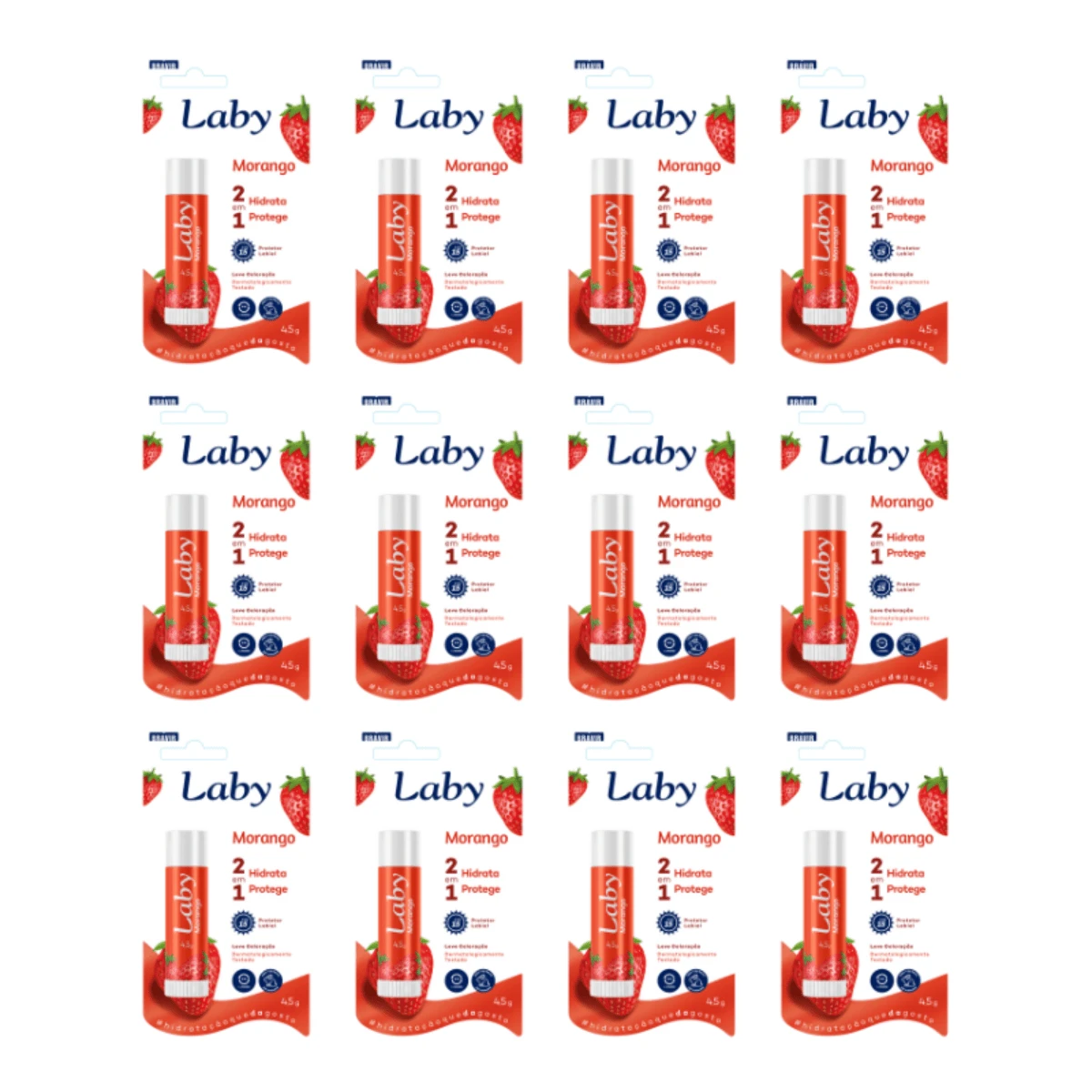 LABY Prot. Hidratante Labial MORANGO FPS15 KIT C/ 12 | SHEIN Brasil