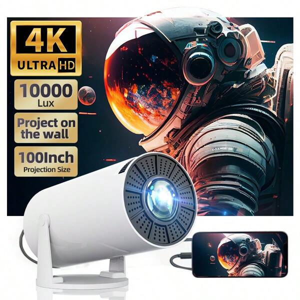 2025 Neuer Ultraklar Projektor für Zuhause Schlafzimmer Ultra-High-Definition Wandprojektion Hochauflösung Kleines Heimkino Computer Smartphone Hochauflösung Anschluss Fitness Büro Outdoor Camping Raum Online-Klasse Wohnzimmer Studentenwohnheim Mini 4K Projektor