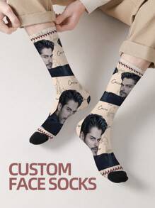 1 双定制脸部袜子、定制照片袜子、定制印花袜子、个性化搞笑脸部袜子、定制图片袜子、在袜子上印上任何脸部图案、周年纪念礼物、情人节礼物、生日礼物、结婚礼物 - 彩色 - 查看 3