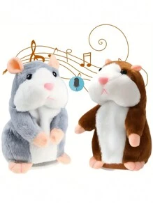 Juguete de peluche de hámster parlante lindo de 16.5cm/6.5 pulgadas, muñeco de repetición y asentimiento, juguete de peluche con sonido repetitivo, juguete de peluche para niños, juguete de ratón, regalo de cumpleaños, juguete de rompecabezas de aprendizaje, juguete educativo, regalo de Navidad para bebés