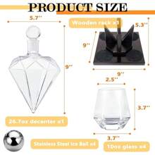 Whiskey Decanter Set Diamond Shape With 4 Glasses 4 Whiskey Stones, Gift For Men, Gift For Whiskey Lovers - 彩色 - 查看 3