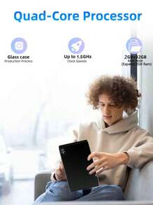 PEICHENG CP81 Android 平板电脑 8 英寸 WiFi 平板电脑，Android 14/RK3326S 4 核 1.5Ghz/2GB RAM 32GB ROM/1280x800 IPS 高清触摸屏/2MP+2MP 双摄像头/2.4G WiFi/BT 4.0/4000mAh 电池/支持 512GB SD 扩展（无适配器） - 黑色 - 查看 3