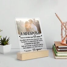 Putuo Decor 1pc Gepersonaliseerde Foto Spaanstalige Acryl Bord Met Houten Basis, Aangepaste Foto Acryl Bord Tafeldecoratie Voor Moeder/Vader/Grootmoeder/Grootvader/Zoon/Dochter/Zus/Broer/Tante/Geliefde, Gepersonaliseerde Acryl Bureaudecoratie Voor Thuis Boerderij Woonkamer Café Koffiehuis Geschenken Verjaardag Afstuderen