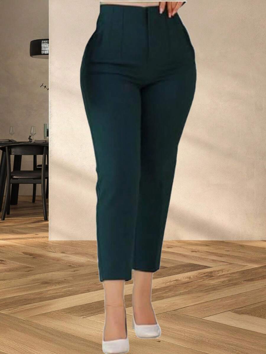 Pantalón con pinzas de cintura alta para dama