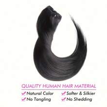 Straight Real Human Hair Clip In Hair Extensions Unprocessed Human Hair Clip In Seamless Clip In Hair Extensions Real Human Hair Hair Clips Hair Accessories 8 Pcs Straight Hair - Black - View 9