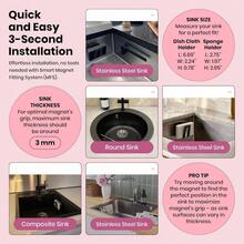 Magnetic Sponge Holder - For Steel, Metal & Composite Sinks - Magnetic Back - Magnetic Sponge Holder For Kitchen Sink - Magnetic Sink Sponge Holder (Steel)