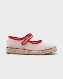 Women's Canvas Mary Jane Flat Espadrilles With Braided Jute Sole, Adjustable Design With Metal Buckle, Ideal For Summer, Choose A Larger Size - 紅色 - 查看 2