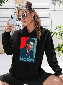 Norm Big Size Women Hoodie Alex Trebek Canada Celebrity Jeopardy Comedy Late-Night TV Saturday Night Live Inspired Ladies Hoodies - 黑色 - 查看 1