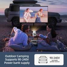 HUASHIJIE 2025 New Ultra-Clear Projector Home Bedroom Ultra-High-Definition Projection Wall High-Definition Small Home Theater Computer Smart Phone High-Definition Connection Fitness Office Outdoor Camping Room Online Class Living Room Dormitory Student Mini 4K Projector