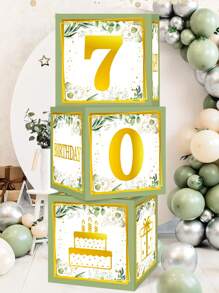 3 pièces Boîte décorative en papier vert et or pour anniversaire, décoration de fête pour les 18e, 30e, 40e, 50e, 60e, 70e anniversaires, boîte de célébration d'anniversaire de 27 cm "Joyeux anniversaire", décoration d'arrière-plan de fête d'anniversaire, décoration de maison, fournitures de fête, faveurs de fête, décoration d'anniversaire, ornement d'arrière-plan - Anniversaire - Voir 6