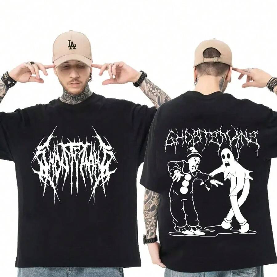 Shape Emo Gothic Trap Rock Trapmetal Ghostmane Mercury Pouya "Lil Pee P" Lil Pump "XXXTentacio N" 21 Savag Freddie Dred Ski Maskk Bones Scarlxrd T-Shirt Unisex Male Female 100% Cotton Top Premium Streetwear New Release Various Colors!! Plus Size - màu đen - Xem 1