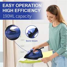 SOKANY 1600W 大功率蒸汽熨斗，电熨斗，衣物除皱器，快速加热，5档温度设置，自由切换。190ml 大容量水箱，无需频繁加水，适合家庭和商业专业人士使用。 - 英規插(220-240V) - 查看 3