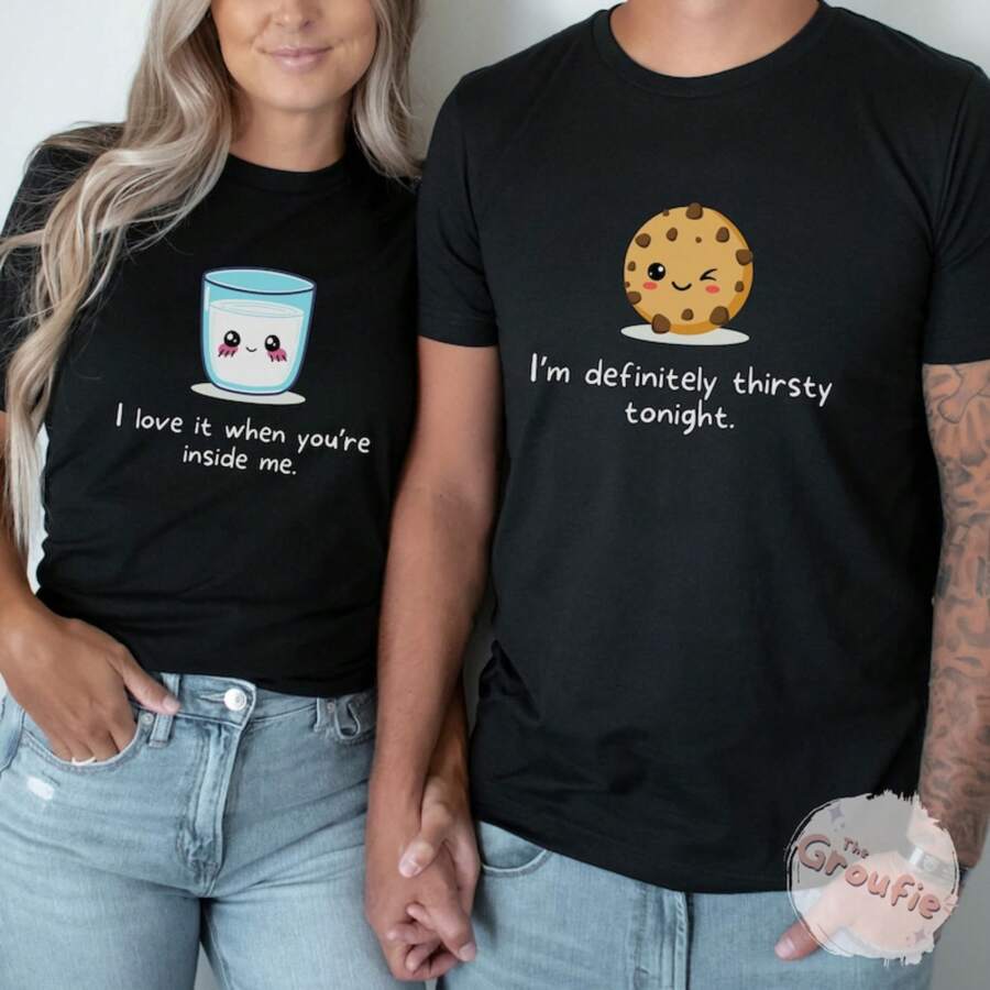 1pcs Funny T-Shirt Funny Couple Shirt, Valentine Couple T-Shirt, Matching Shirts For Couples, Funny Couple Matching Tee, Valentine's Day Couple Matching Gift Oversized T-Shirt Comfort Colots T-Shirts Graphic Casual Lover Gift Short Sleeve Tops - 男士黑色T卹 - 查看 1