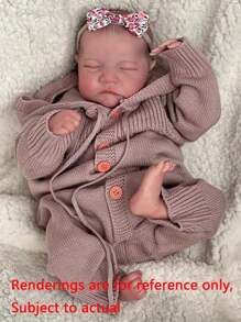 19 Inch/48.26cm Already Painted Finished Reborn Baby Doll Sleeping Newborn Bebe 3D Skin Visible Veins Cloth Body (Some Parts Random),Home Decoration - 棕色 - 查看 6